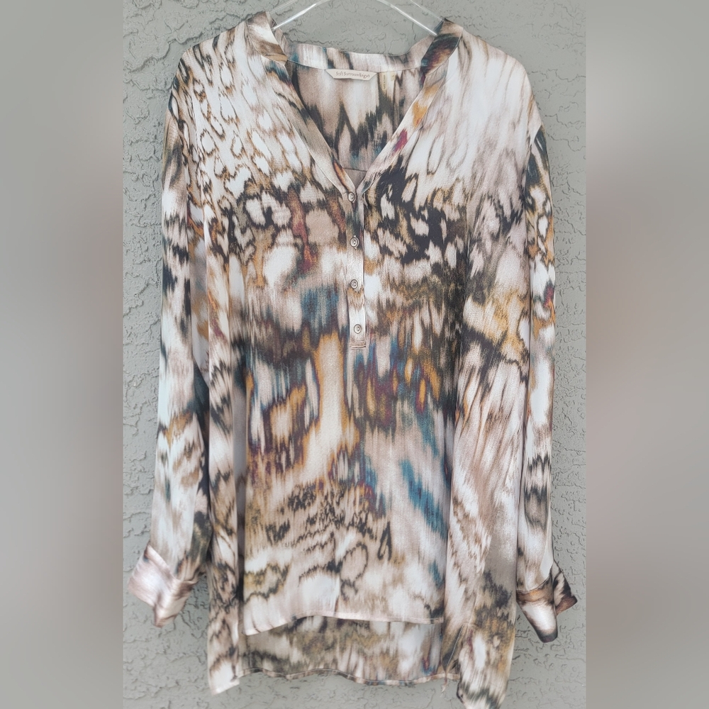 Soft Surroundings fall abstract watercolor print lagenlook tunic size 14